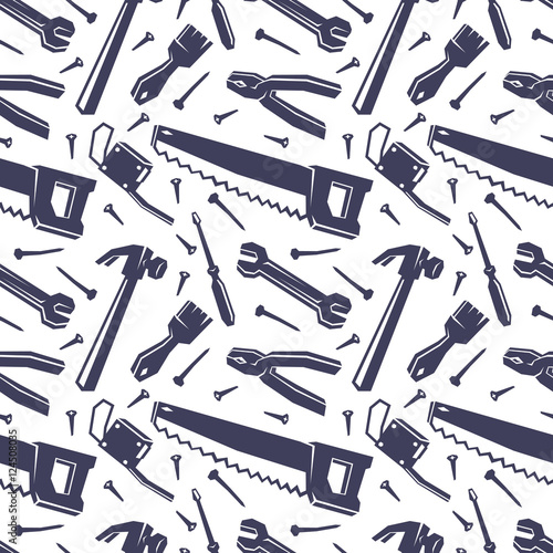 Seamless pattern with different tools. Vector illustration.