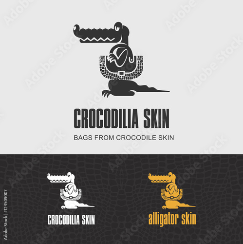 Fotografia The emblem shop leather accessories. Vector illustration of alli