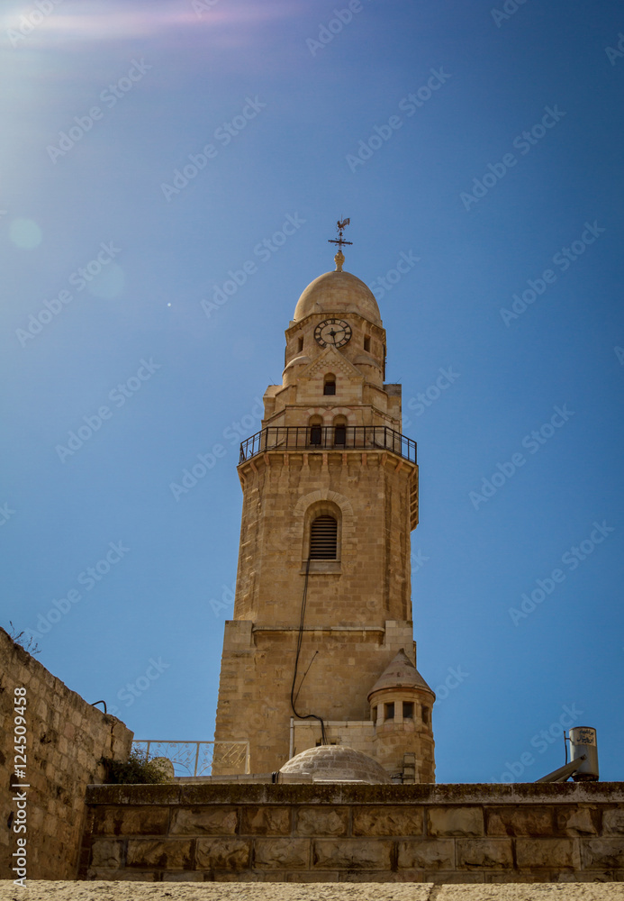 The Bell Tower of Dormition Abbey in Jerusalem