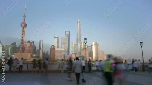 Shanghai business district skyline time lapse
