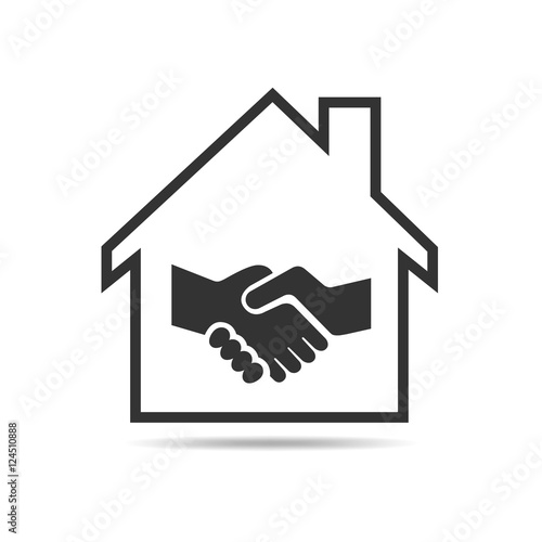 House with handshake icon. Vector illustration.