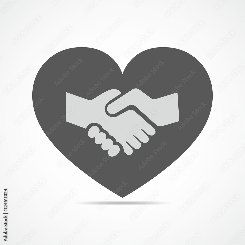 Handshake and heart icon. Vector illustration. Handshake and heart icon. Vector illustration.