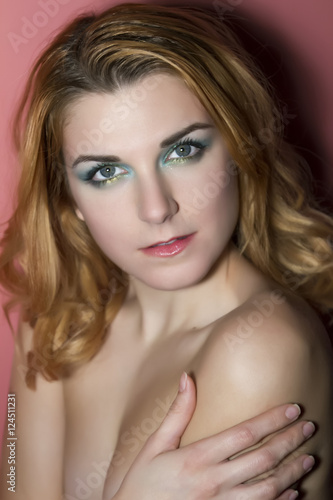 Portrait of beautiful female model with make up