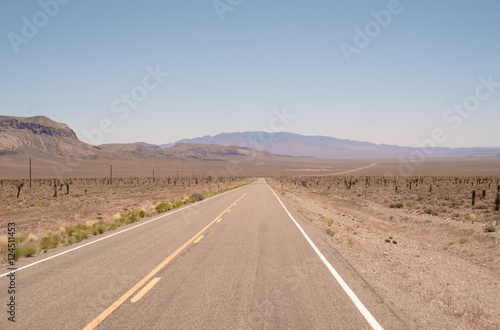 The Open Road. American road trip with no cars in desert