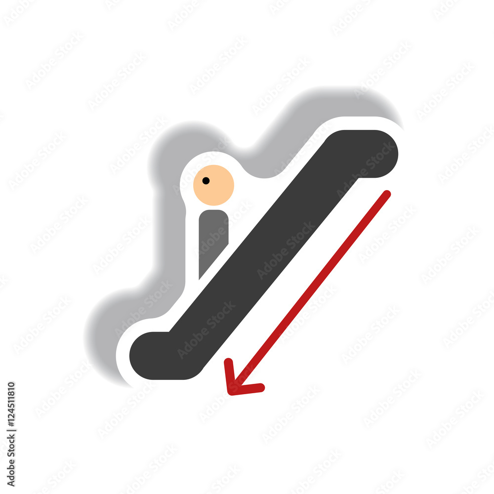 stylish icon in paper sticker style escalator down stylish icon in paper sticker style escalator down