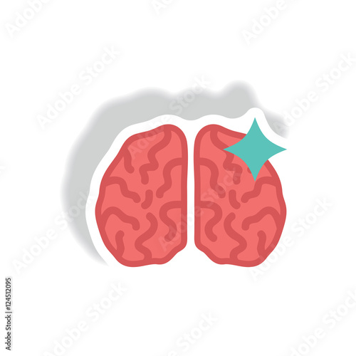 stylish icon in paper sticker style brain stroke