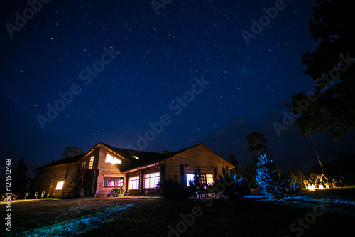 Cottage house at night