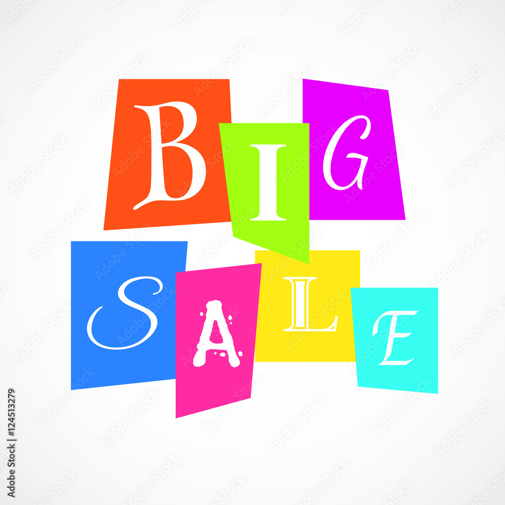 Vector Big Sale Poster from Color Paper over white