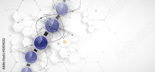 dna and medical and technology background. futuristic molecule structure presentation