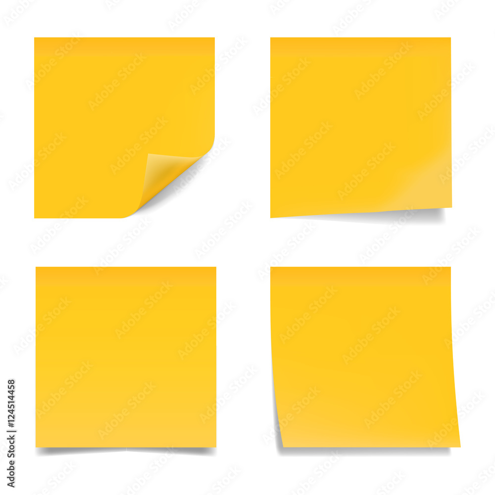 Blank realistic note papers vector mockup