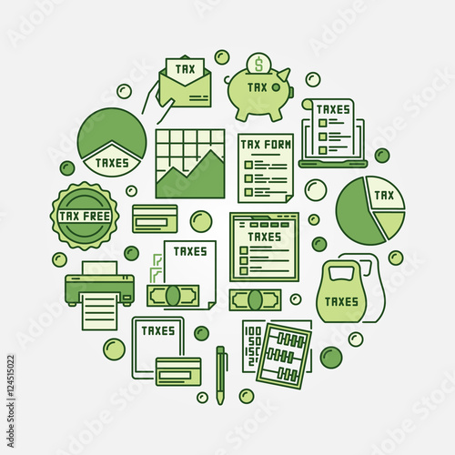 Tax round green illustration