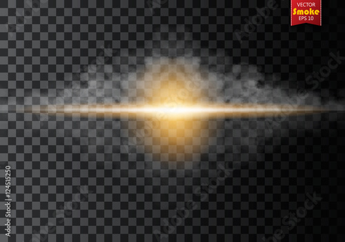 Fog or smoke, lighting flare isolated transparent special effect.