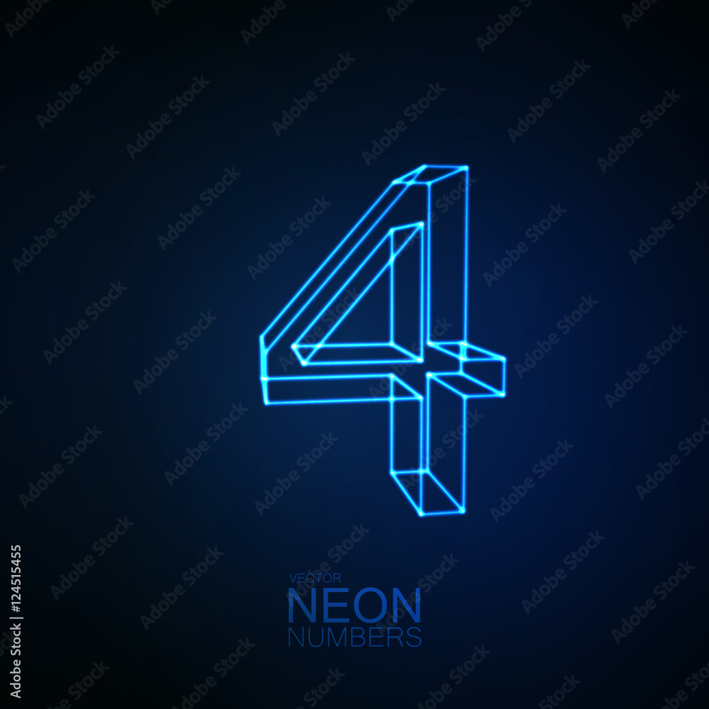 Neon 3D number 4 Neon 3D number 4