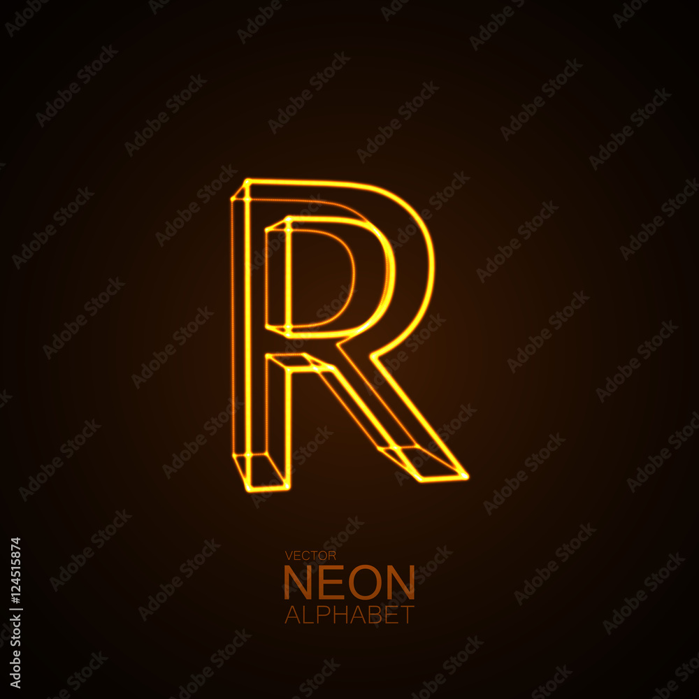 Neon 3D letter R Neon 3D letter R