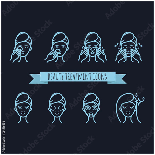 outline web icons - beauty treatment, face mask, care