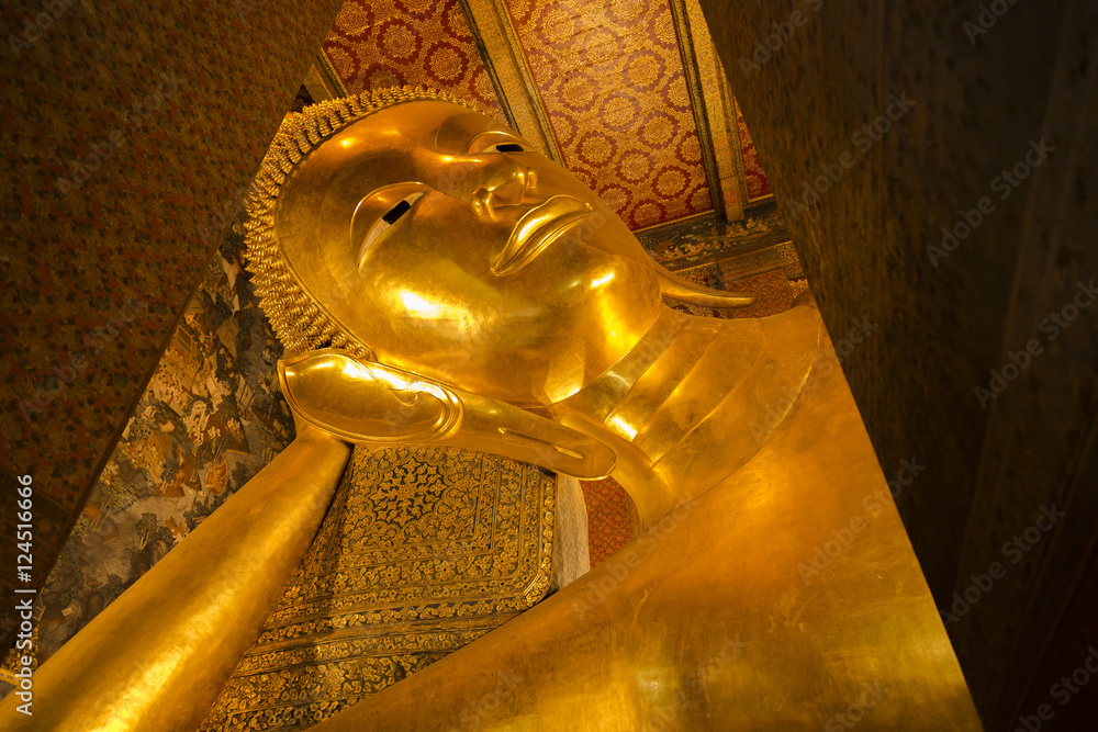 Buddha statue in wat pho of Bangkok Thailand