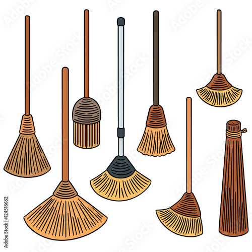 vector set of broom
