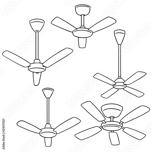 vector set of ceiling fan