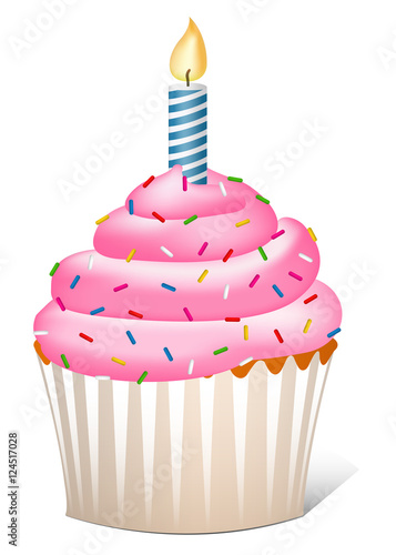 Geburtstag Cupcake mit brennender Kerze