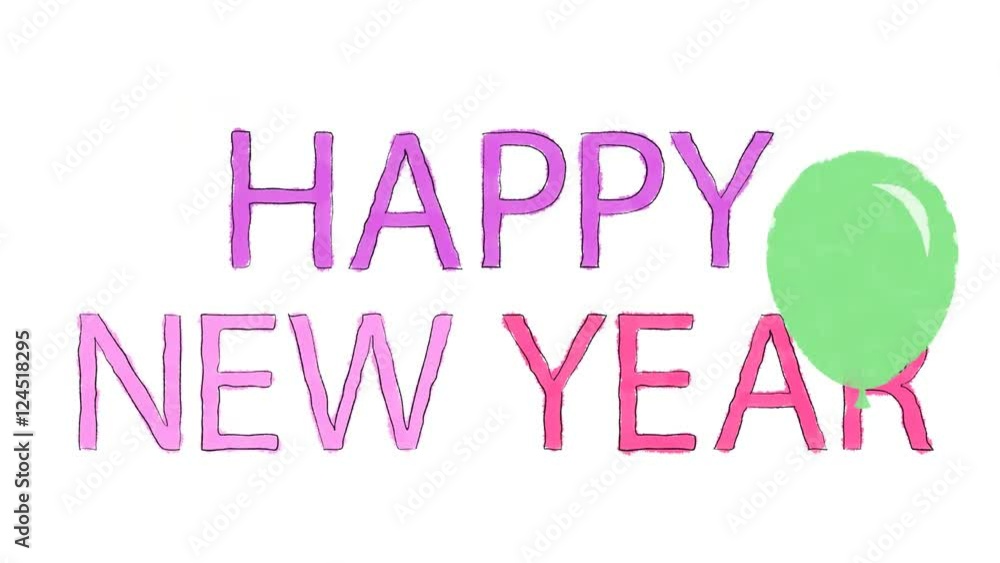 4K Cartoon Happy New Year with Flying Balloons 4K Cartoon Happy New Year with Flying Balloons