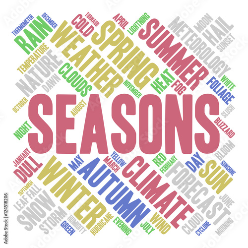 Seasons word cloud. Weather concept. Vector.