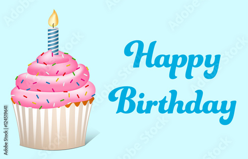 Happy Birthday Text mit Cupcake