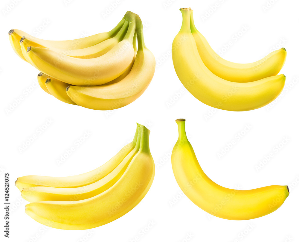 Set from bananas isolated on white background