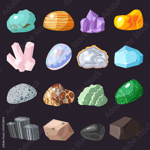 Mineral stone vector set.