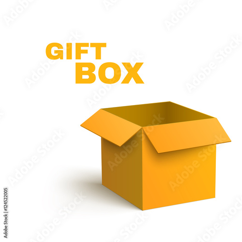 Open Yellow Box Isolated on Dark Background Vector