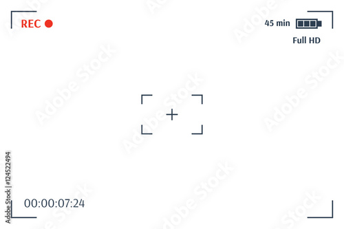 Camera viewfinder. Template focusing screen of the camera. Viewfinder camera recording. Video screen on a black background. vector