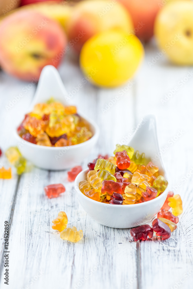 Fruity Gummy Bears (close-up shot) Fruity Gummy Bears (close-up shot)