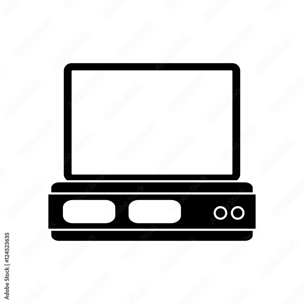 Device with display icon. Data base center and web hosting theme. Isolated design. Vector illustration Device with display icon. Data base center and web hosting theme. Isolated design. Vector illustration