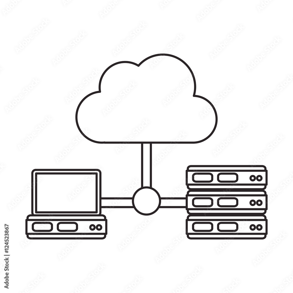 Cloud laptop and data base icon. Cloud computing storage technology and virtual theme. Isolated design. Vector illustration Cloud laptop and data base icon. Cloud computing storage technology and virtual theme. Isolated design. Vector illustration