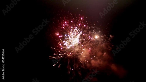 Fireworks at night in slow motion. photo