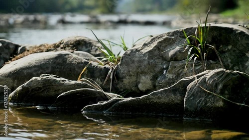 Rocks in a river in Poland. photo