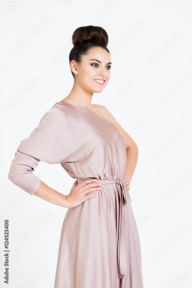 Beautiful woman in Dress. Fashion. Isolated over white. Beautiful woman in Dress. Fashion. Isolated over white.