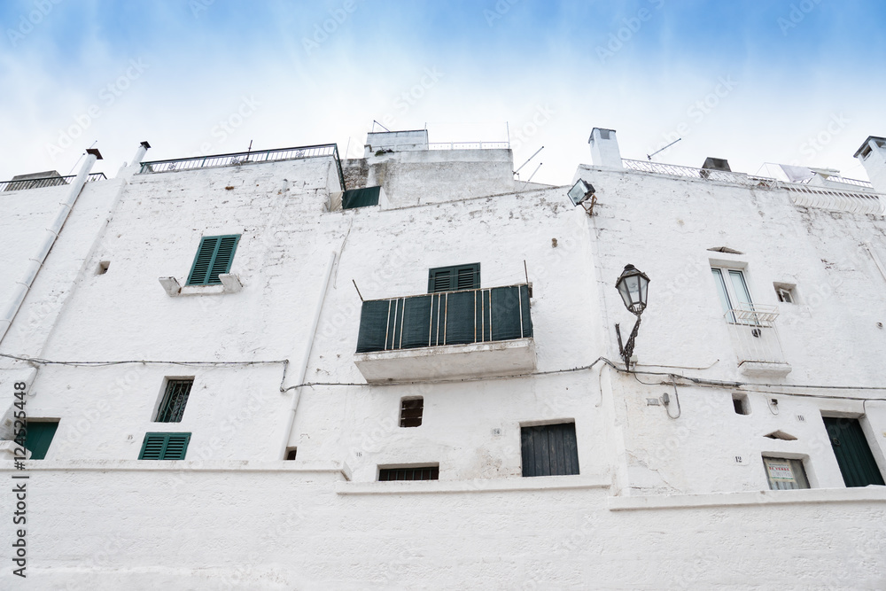 Facade of a building located in Ostuni, also known as 