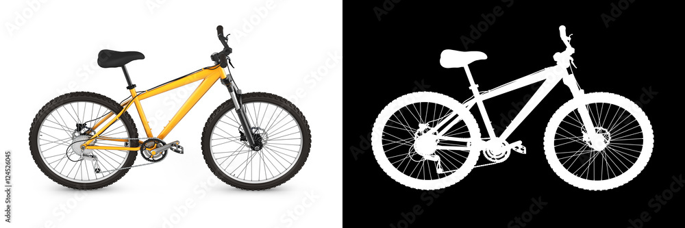 mountain bike isolated on white background with alpha 3d render