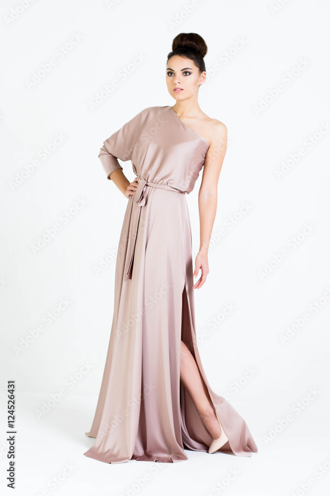 Beautiful woman in Dress. Fashion. Isolated over white. Beautiful woman in Dress. Fashion. Isolated over white.