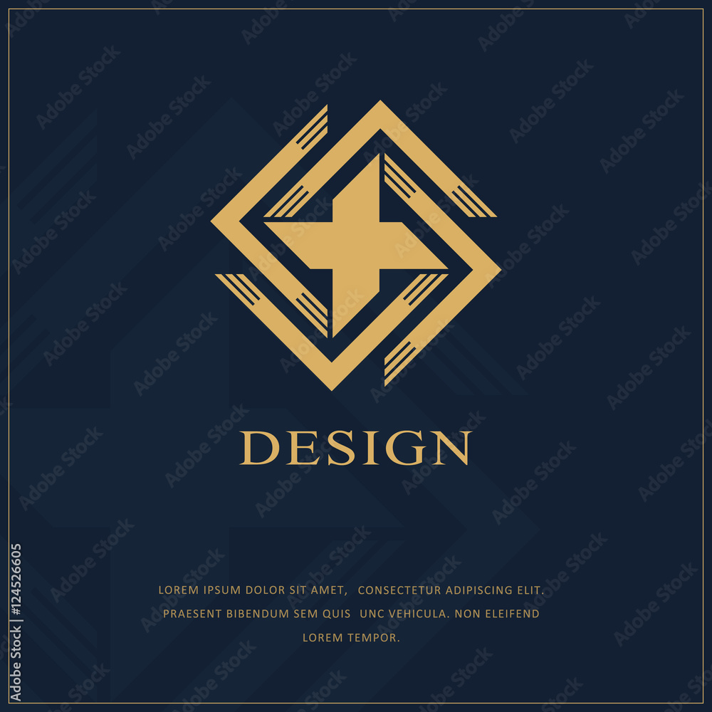 Geometric Monogram logo. Abstract swastika in trendy style. Monochrome emblem hipster. Minimal Design elements for logo, badge, banner, insignias, business card, label. Vector Illustration Geometric Monogram logo. Abstract swastika in trendy style. Monochrome emblem hipster. Minimal Design elements for logo, badge, banner, insignias, business card, label. Vector Illustration