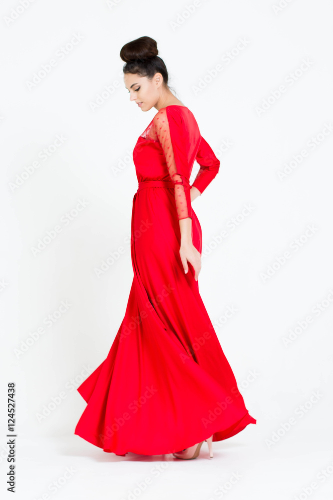 Beautiful woman in Dress. Fashion. Isolated over white. Beautiful woman in Dress. Fashion. Isolated over white.