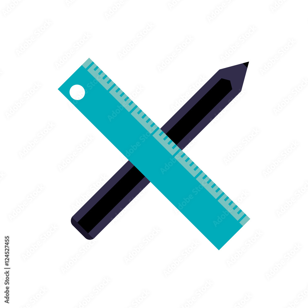 Pencil and ruler icon. School education supply and object theme. Isolated design. Vector illustration Pencil and ruler icon. School education supply and object theme. Isolated design. Vector illustration