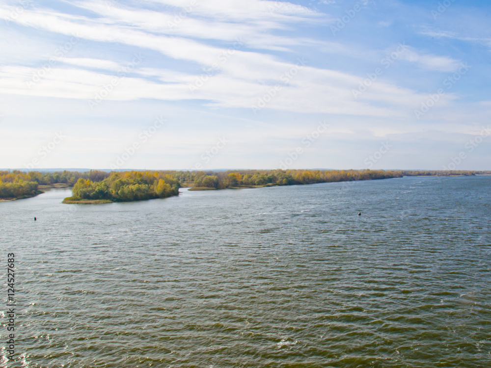View on a river Dnieper from bridge in Kremenchug