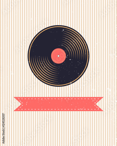 Old background with vinyl record - vector illustration