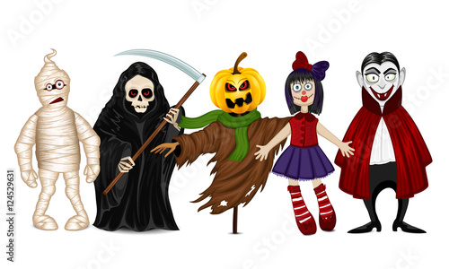 Characters for Halloween isolated on white background
