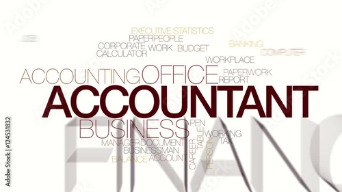 Accountant security animated word cloud. Kinetic typography.