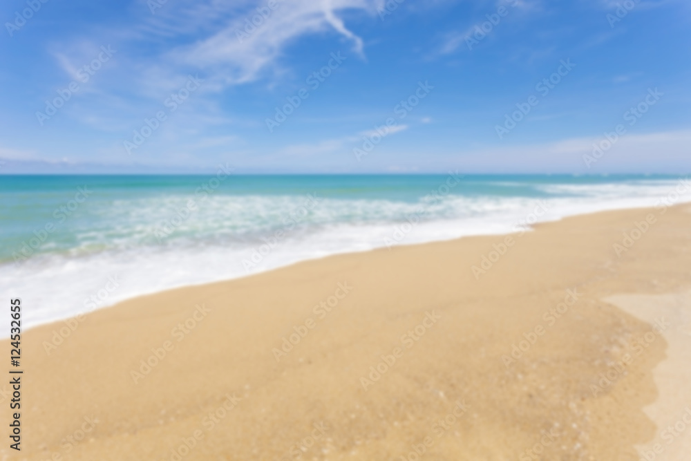 Blur beach and tropical sea,for scenery summer background.