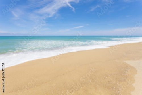 Blur beach and tropical sea,for scenery summer background.