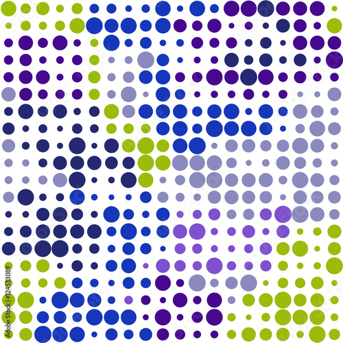 Seamless pattern of circles on a white background.