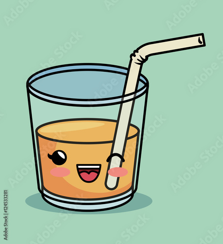 delicious juice orange kawaii graphic vector illustration eps 10